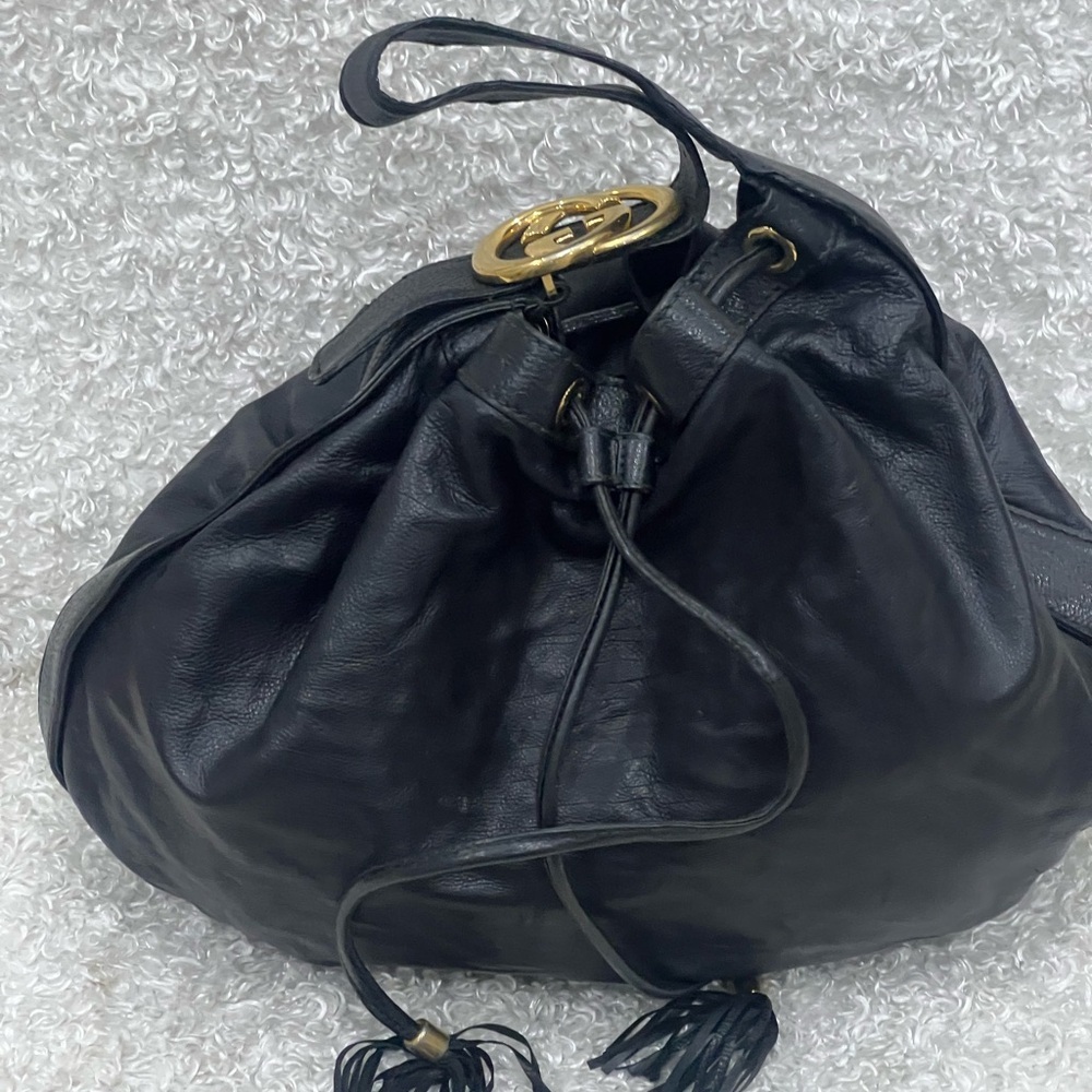 Gucci Leather Hobo Drawstring Shoulder Bag - Picture 2 of 14